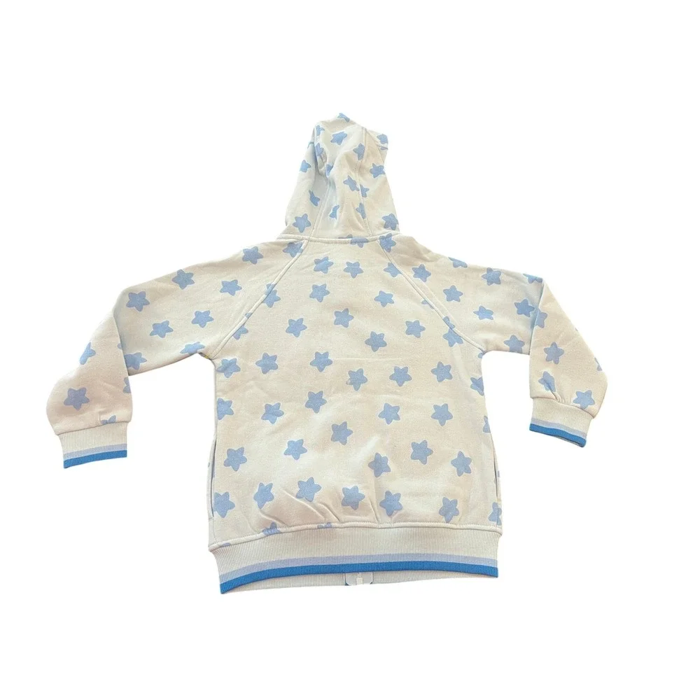 Bluey Boys Zip‎ Up Hoodie Nantucket Breeze Blue Star Print Character Size 7